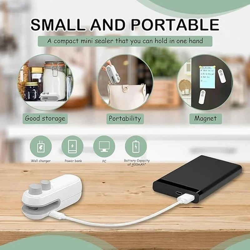 Portable Mini Chip Bag Resealer - Keep Your Snacks Fresh and Air Tight Anywhere!