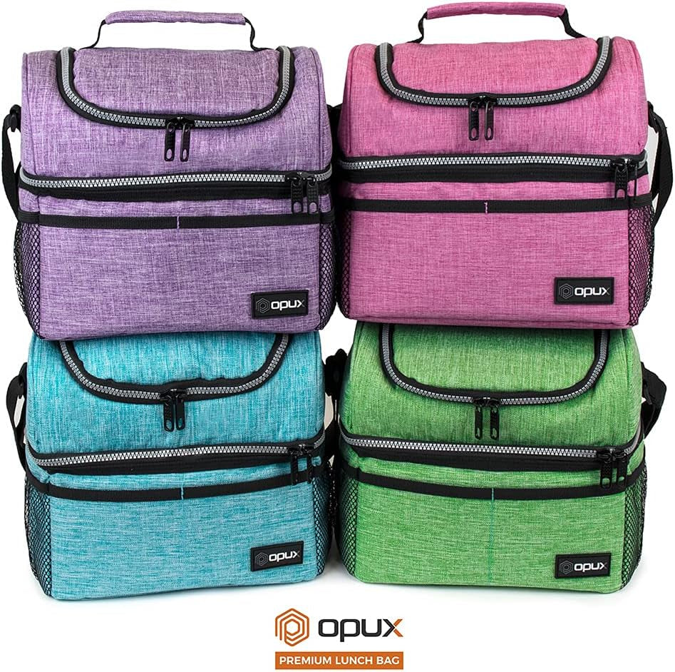 Stylish Insulated Lunch Bag for Men and Women - Large Double Decker Cooler with Dual Compartments, Perfect for Work, School, and Travel - Aqua Turquoise 12L