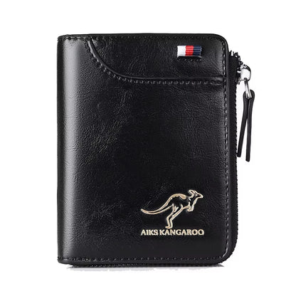 Sleek Men's Luxury PU Leather Wallet with RFID Protection - Stylish Zipper Purse for Business and Everyday Use
